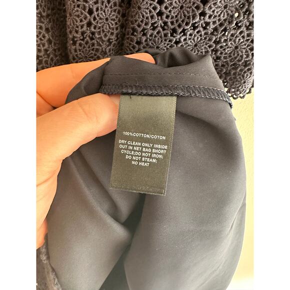 LAFAYETTE 148 NY Womens Navy Embroidered Bell Sleeved Eyelet Preppy Dress Small - Picture 6 of 6